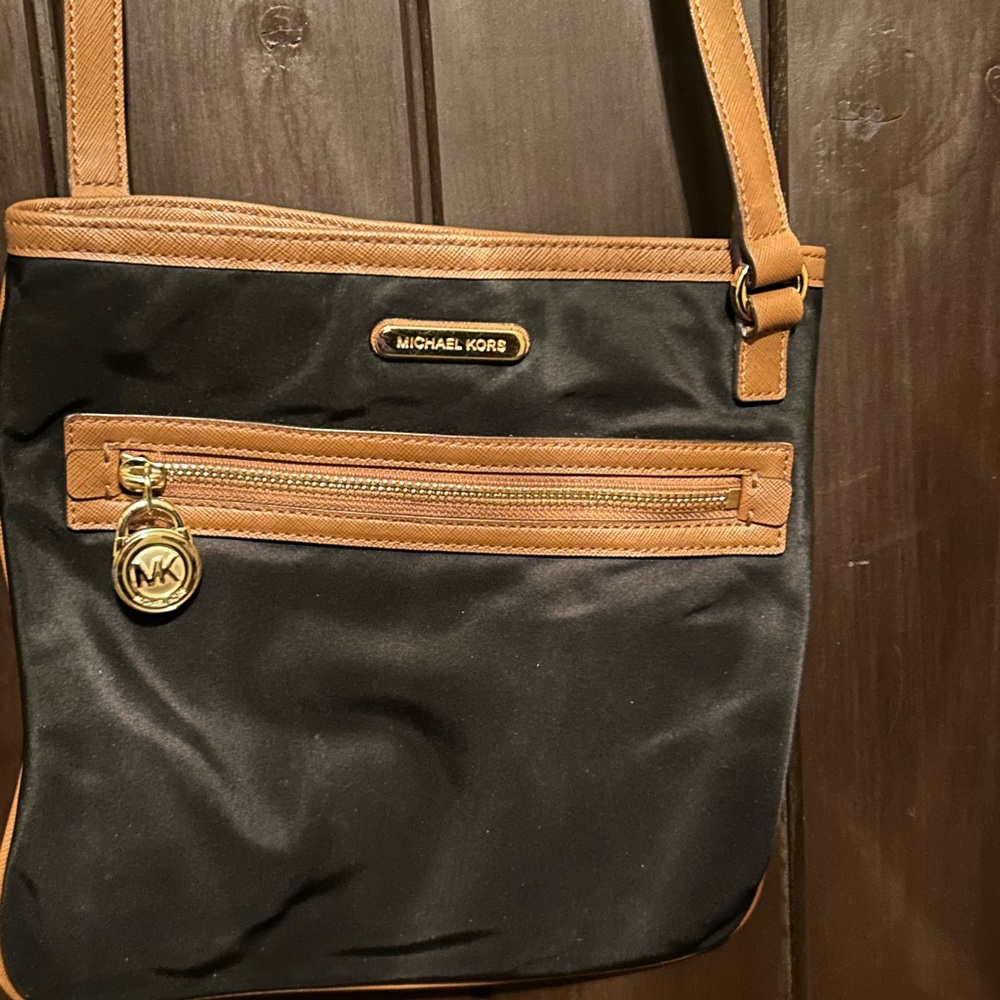 Michael Kors Black and Tan Crossbody Bag